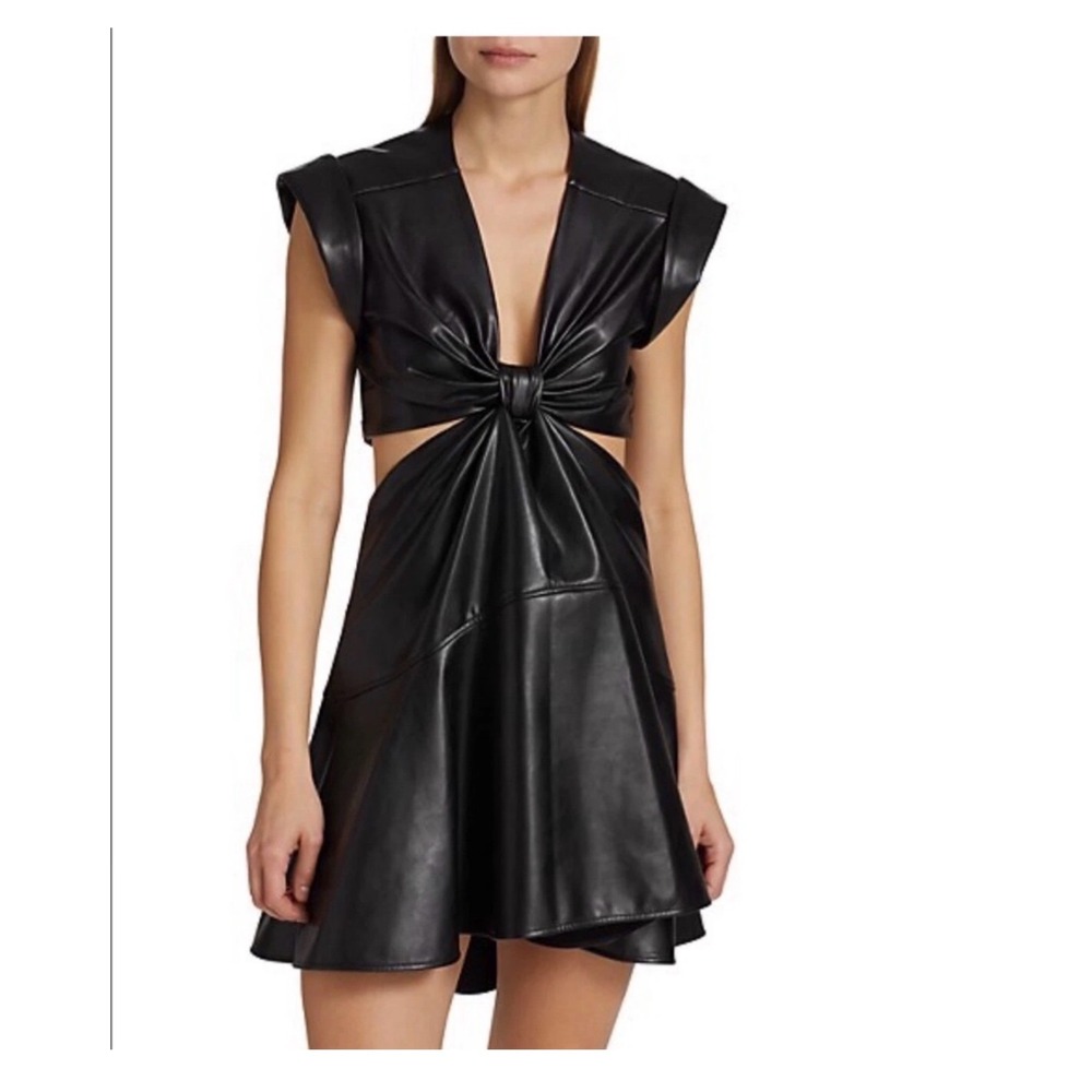 Jason Wu Lexi Faux Leather Cut-Out Mini Dress Black WT5424-001-6PA Small